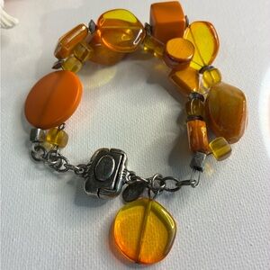 Vibrant Orange and Yellow Beaded Bracelet